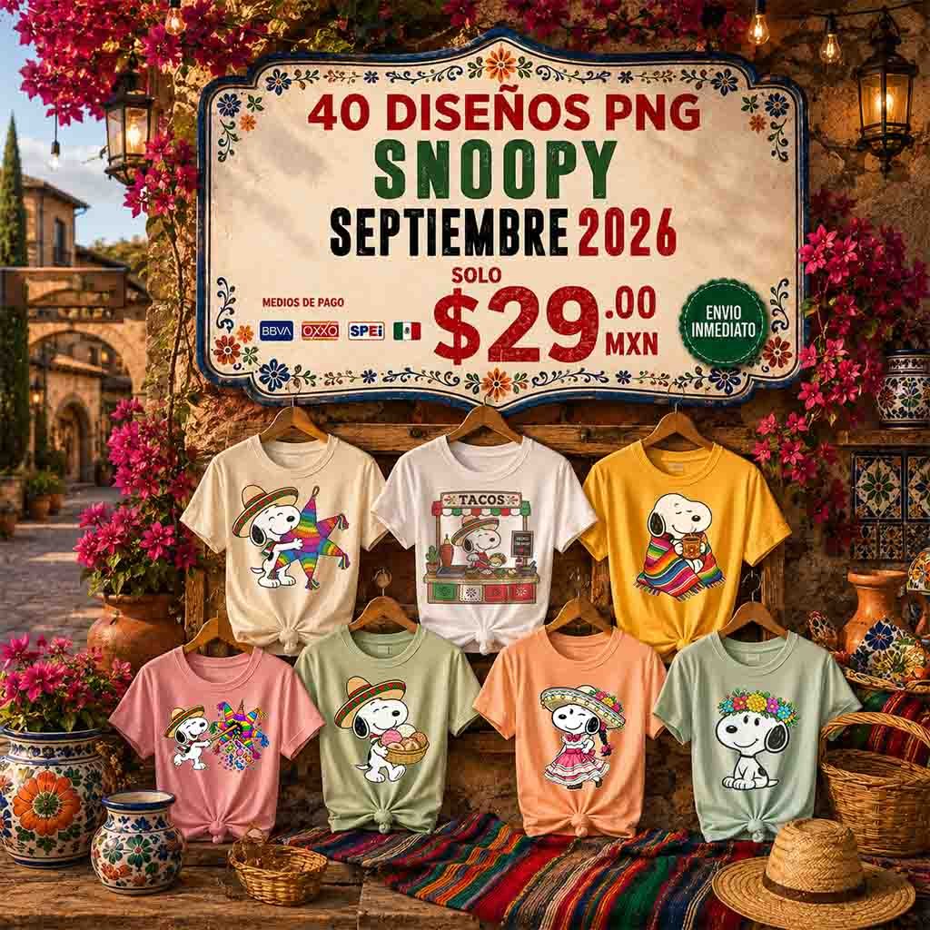 40 Diseños PNG Snoopy Septiembre 2026